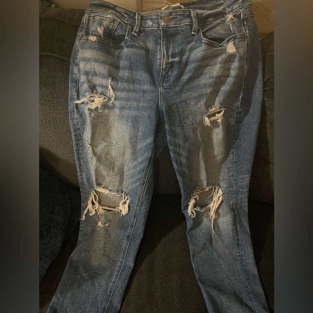 Lane Bryant Ripped Distressed Straight Leg Denim Jeans